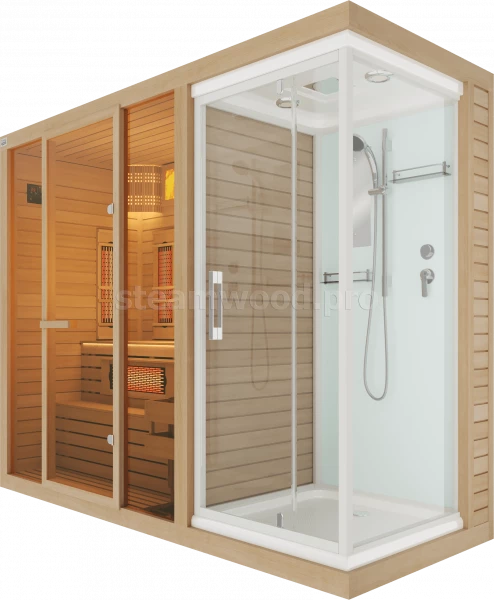 Трехместная комбинированная сауна Comfort из кедра с Душевой кабиной